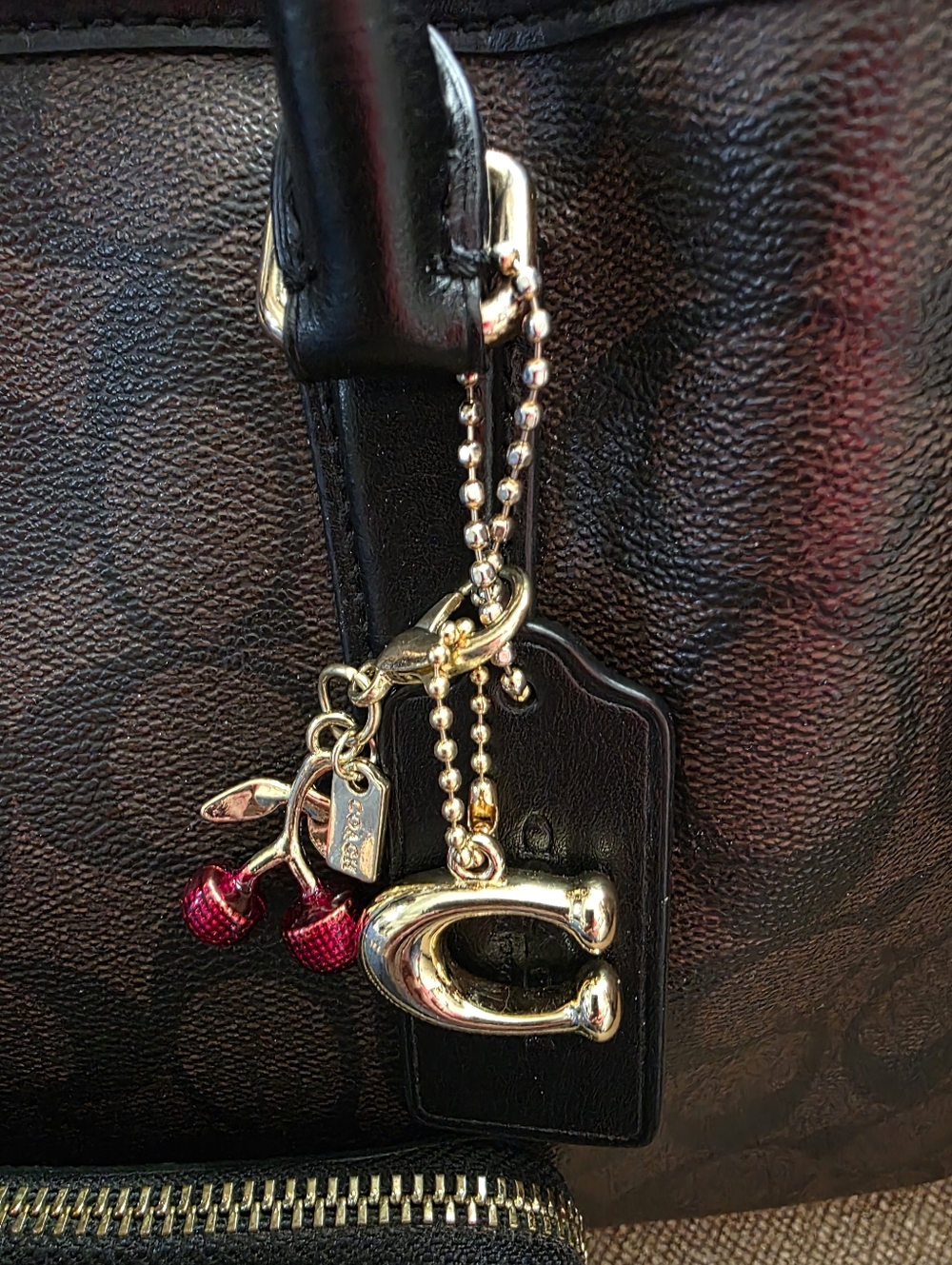 Coach Black Signature Satchel with Matching Pouch and Charm - Picture 2 of 14